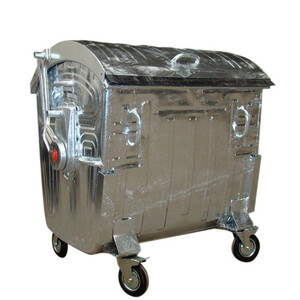 Евроконтейнер оцинкованный 1100 литров с полукруглой металлической крышкой