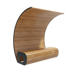 Скамейка стальная с навесом «Волна Вуд»