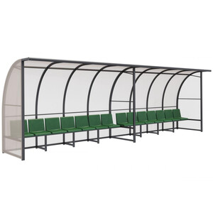 Скамейка для запасных игроков на 15 посадочных мест с навесом «Брейк-15»