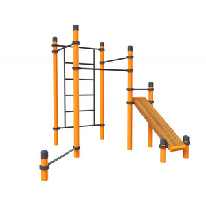 Воркаут «Комплекс 3 турника, шведская стенка, перекладина для отжиманий и наклонная скамья Активити»