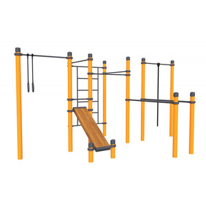 Воркаут «Комплекс канат, кольца, шведская стенка, 3 турника, брусья и наклонная скамья Борец»