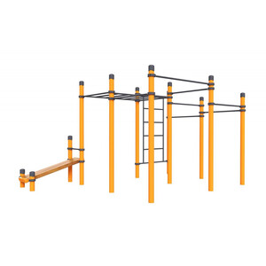 Воркаут «Комплекс рукоход, шведская стенка, 7 турников и наклонная скамья Герой»