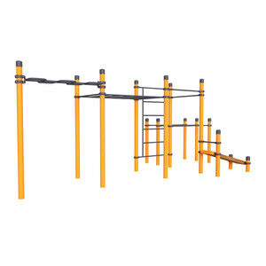 Воркаут «Комплекс рукоход, шведская стенка, 2 турника, зигзаг, двойные брусья и наклонная скамья Энтузиаст»