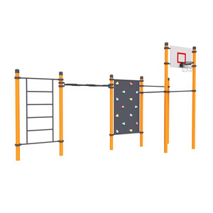 Воркаут «Комплекс 3 турника, шведская стенка, зигзаг, альпинист и баскетбольное кольцо Олимпиец»