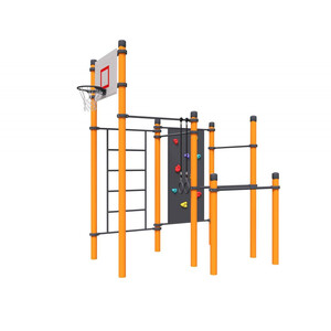 Воркаут «Комплекс 3 турника, шведская стенка, альпинист, брусья и баскетбольное кольцо Пауэр»